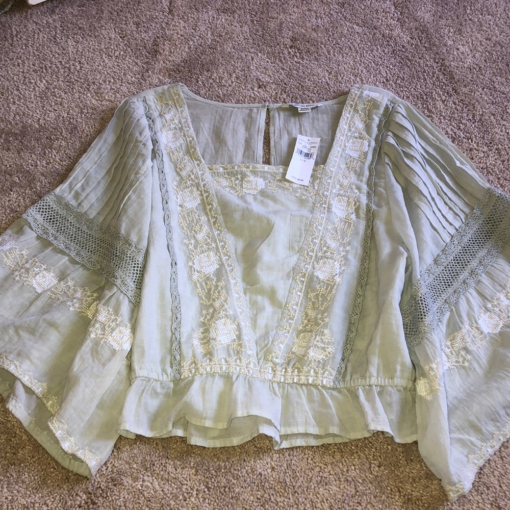 Dusty Blue Peasant Top